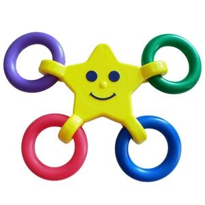 Johnson & Johnson NCDI STAR RINGS Rattle Developmental Infant Crib Toy Vintage